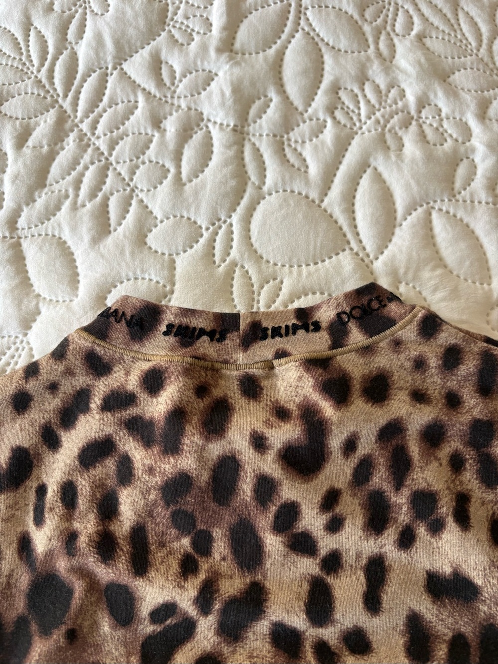 Dolce & Gabbana x SKIMS Leopard Cotton Jersey Long Sleeve Top Size M - Picture 13 of 13